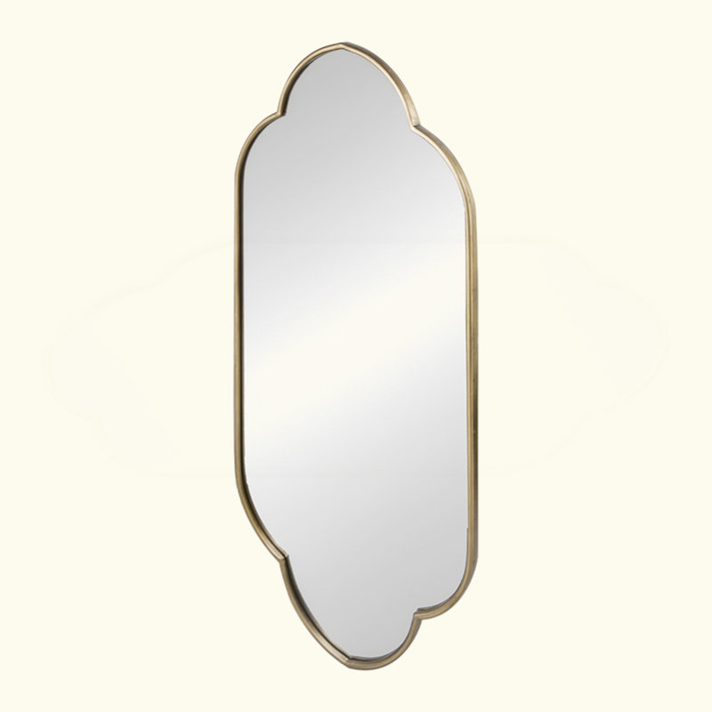 Champagne Gold Decorative Wall Mirror With Notched Edges, 48" H x 1" W x 22.4" D, Champagne 