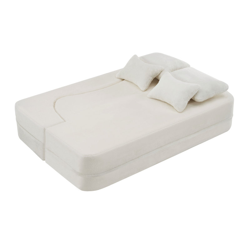 Canapé moderne avec 4 coussins, Blanc