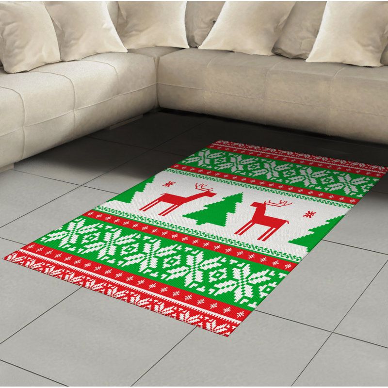 Christmas High Density Long Fiber Poly Threads Decorative Area Rug Carpet, Rectangle 4' x 5'8"