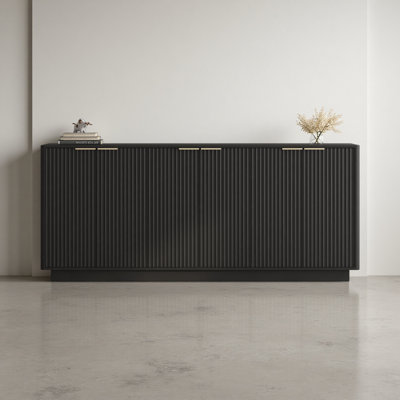 Modern Buffet Cabinet with Storage, Fluted Sideboard Large Buffet with Adjustable Shelves, Credenza, Accent Cabinet Console Table