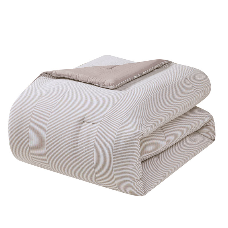 Details By Becki Owens Ryan Stripe 3-piece Cotton Comforter Set, King, King Comforter + 2 Standard Shams, Beige