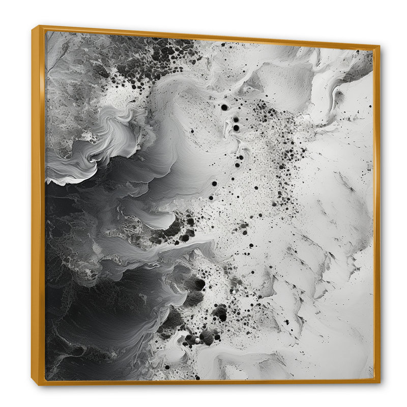 Peinture abstraite crème et noire liquide I - reproduction d'art sur toile abstraite, H 30 po x l 30 po x P 1 po