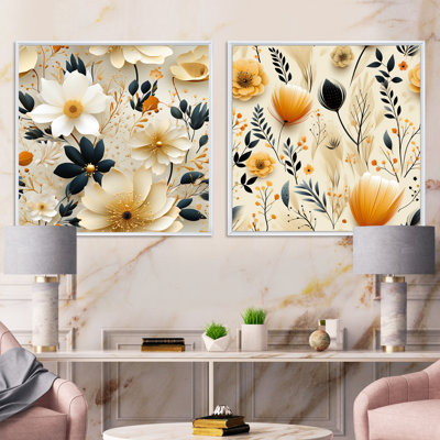 Balsamine - ensemble de 2 collages floraux carrés