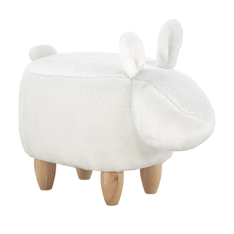Aguayo Upholstered Ottoman, White Polyester Blend