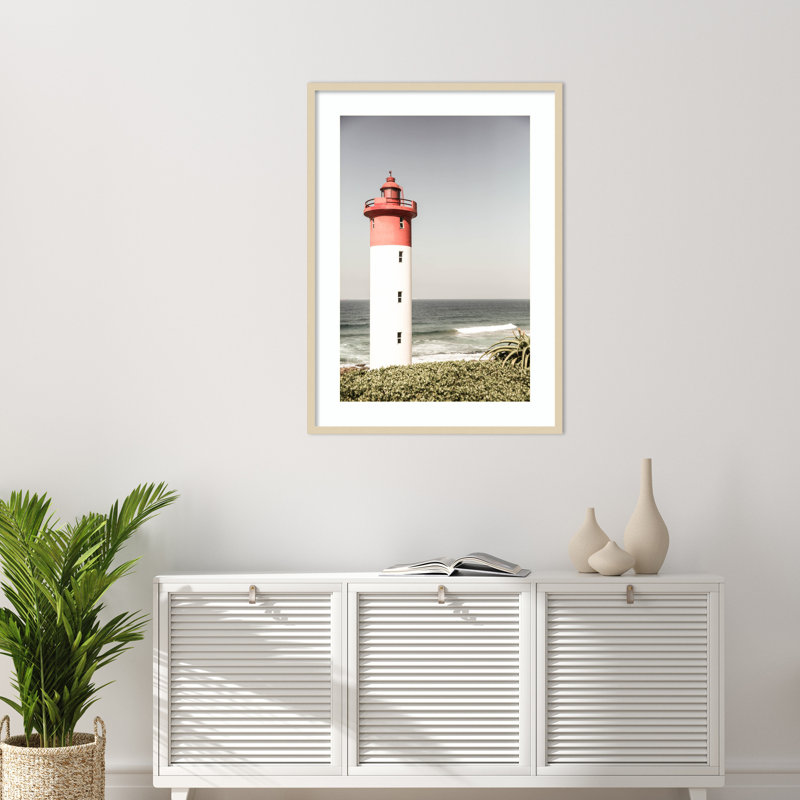 Oyster Box Lighthouse by Shot by Clint Wood Framed Wall Art Print, 41" H x 30" W, Brown
