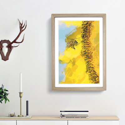 Busy Bee & Yellow Flower in Abstract - Picture Frame Painting Print