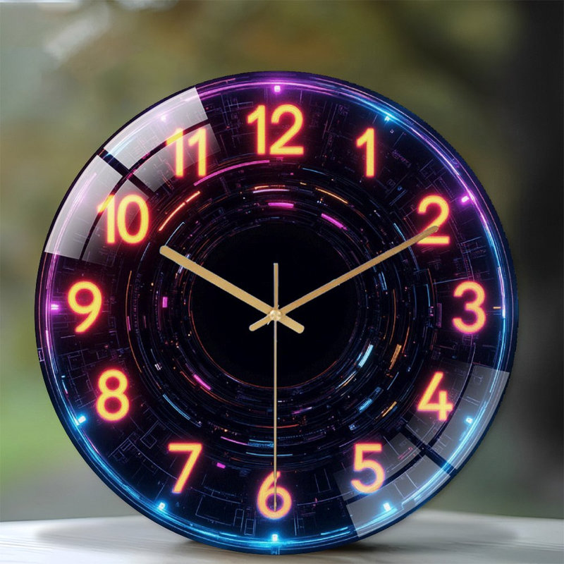 Horloge murale néon à DEL pour horloge murale moderne 12 po
