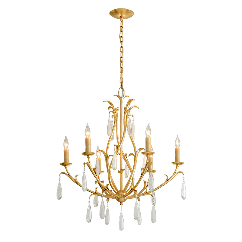 Prosecco Gold Leaf 30'' Crystal 6-Light Chandelier