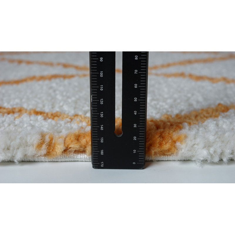 Ivoire géométrique/tapis décoratif orange Lomax, Rectangle 5 pi 2 po x 7 pi 5 po
