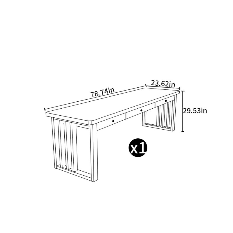 Bureau d'écriture Kiger, H 29,53 po x l 78,74 po x P 23,62 po
