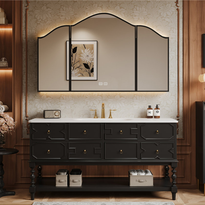 Armoire de salle de bain moderne de style américain., Noir, 51"