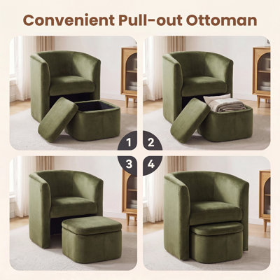 Fauteuil d'appoint rembourré avec repose-pieds Kyah