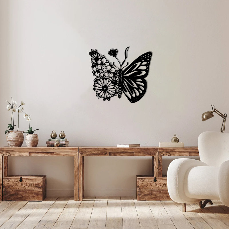 Art floral floral, L 32 po x H 28,5 po, Noir
