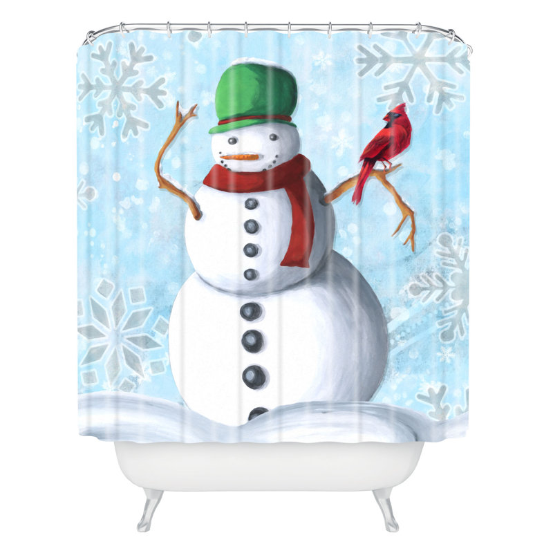 Rideau de douche simple winter bravo Henriksen, Joyeux bonhomme de neige