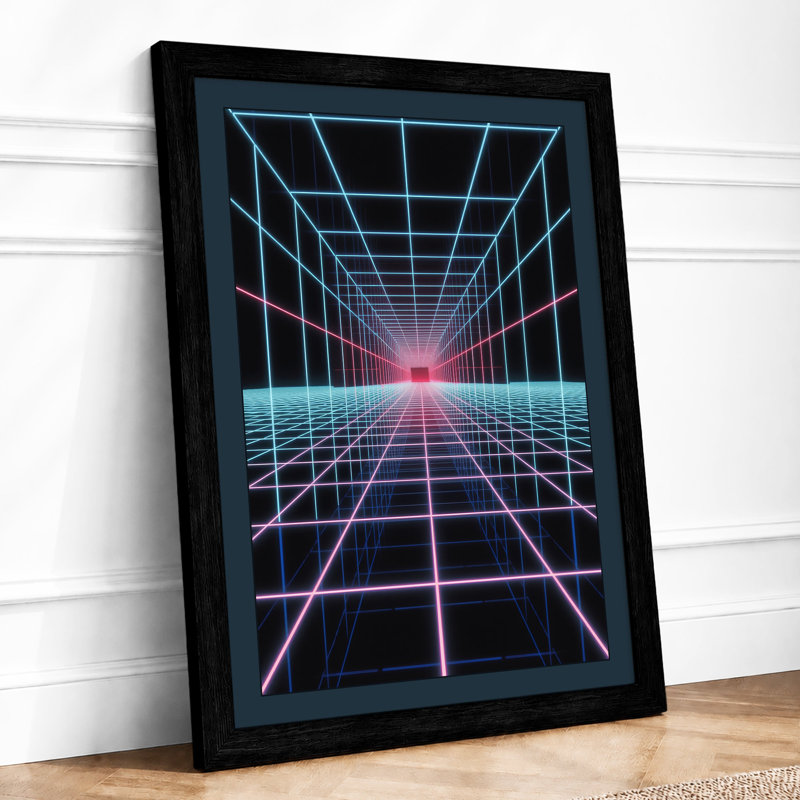 Neon Tunnel Retro - Framed Print, A1 - 84.1 x 59.4 cm, Black