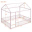 Structure de lit robuste en métal, rose, maisonnette moderne pour enfants