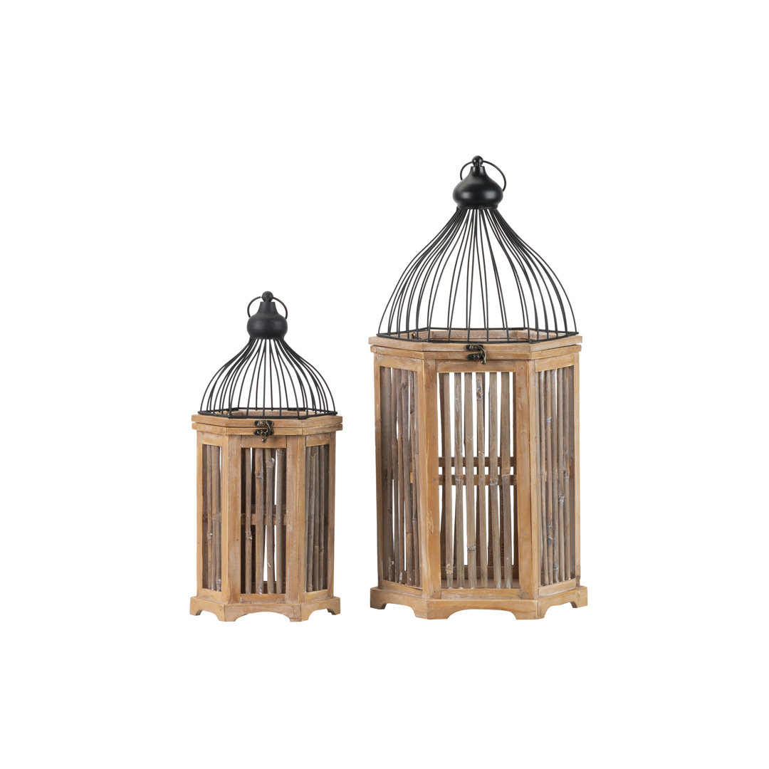 Set 2 Lantern Antique 31x27x66/22x19x48 Cm