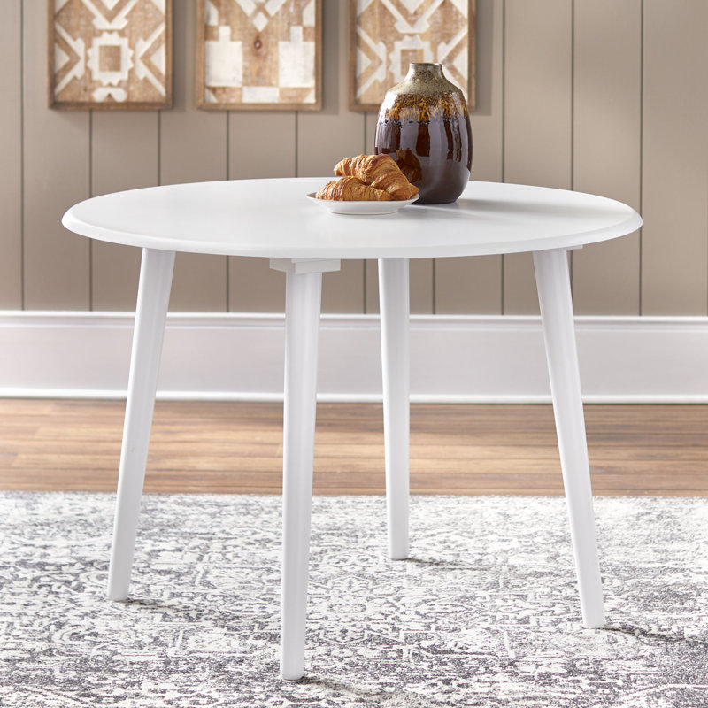 Table de salle à manger en bois massif de 42 po Demi-Lee, Blanc