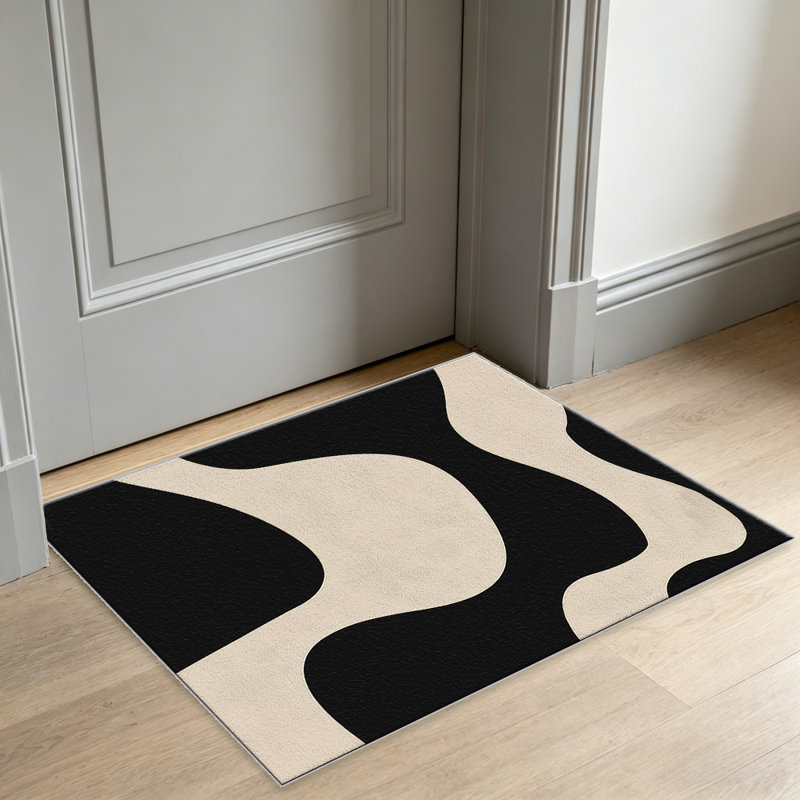 Black & White Flow carpet-easy to clean, machine-washable, soft and comfortable; suitable for door mats, kitchens, living rooms, bedrooms, corridors, and laundry areas. Easy to clean, durable carpet for home decoration.