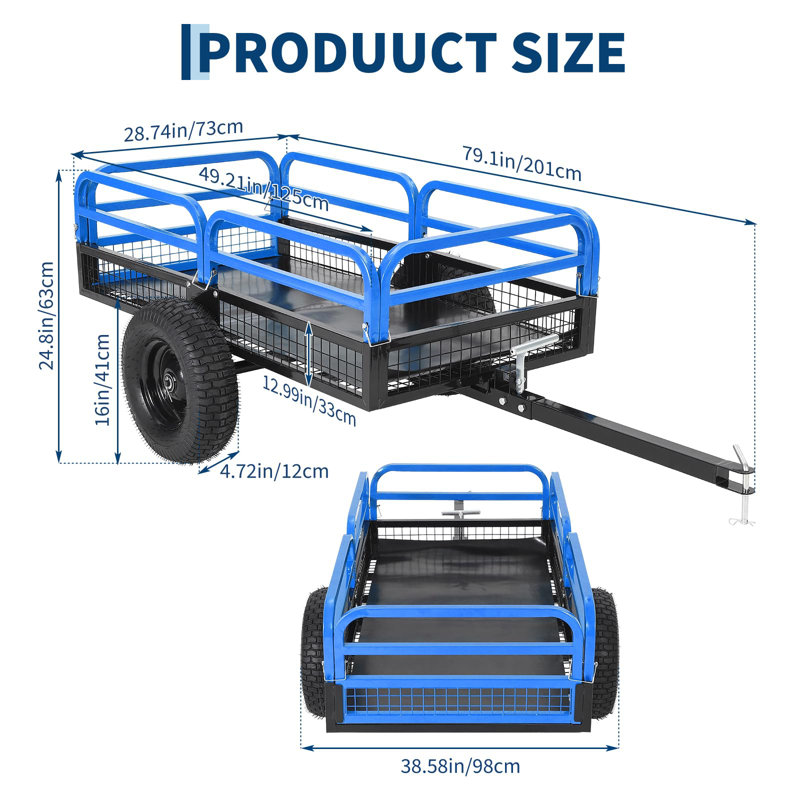 63cm H x 98cm W Utility Cart, Blue