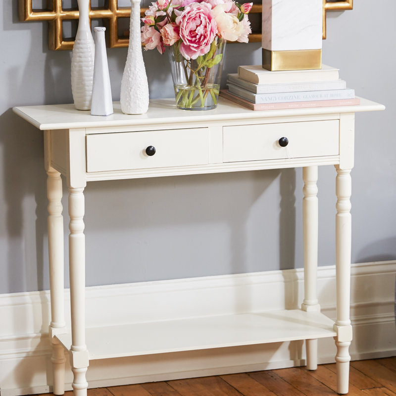 Brookshire 239.22cm Solid Wood Console Table, Distressed Cream