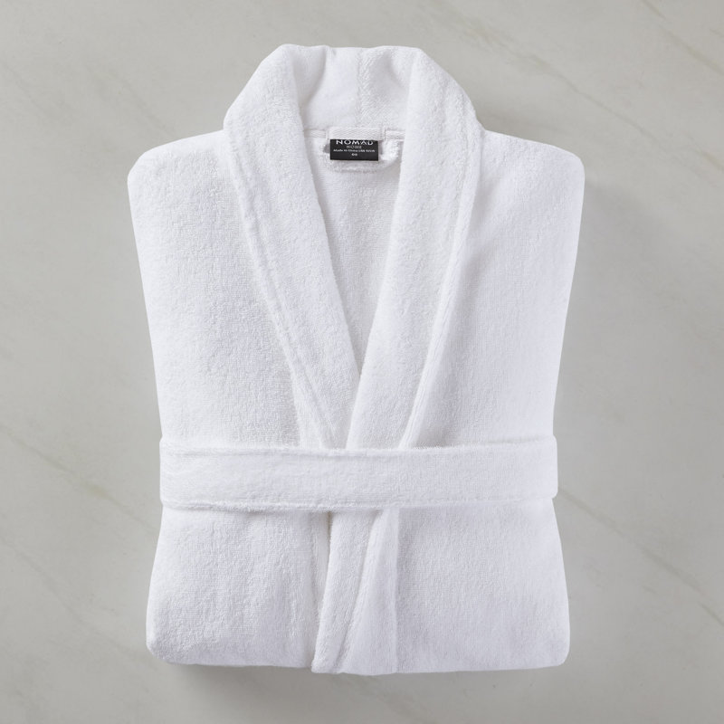 Terry White 100% Cotton Terry Fuze® Antimicrobial Bath Robe with Pockets