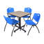 Table de salle de repos carrée Nicklo, chaises empilables 4 M-32668261-32668255