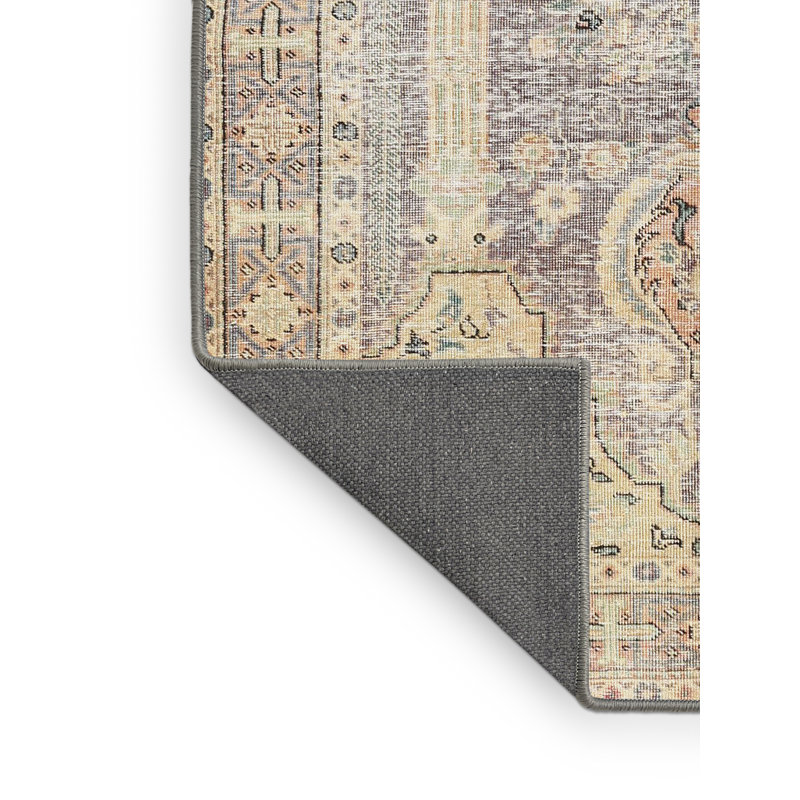 Tapis traditionnel crème / gris / rouge, Rectangle 5 pi x 7 pi