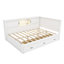 Cadre de lit en L avec tiroir et bibliothèque, lit d'angle en bois avec éclairage à DEL et port USB pour petite pièce, chambre à coucher, chambre d'amis