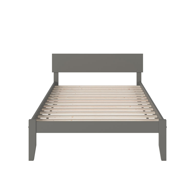 Lit plateforme en bois massif Daurice, Grand, Gris