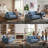 87" Modern Flared Arm Textured Linen Sofa-1080210029