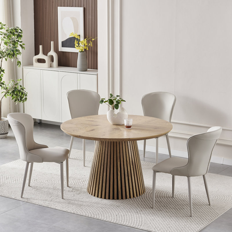 Table de salle à manger 47 ", H 29,53 po x L 47,24 po x l 47,24 po, Bois naturel