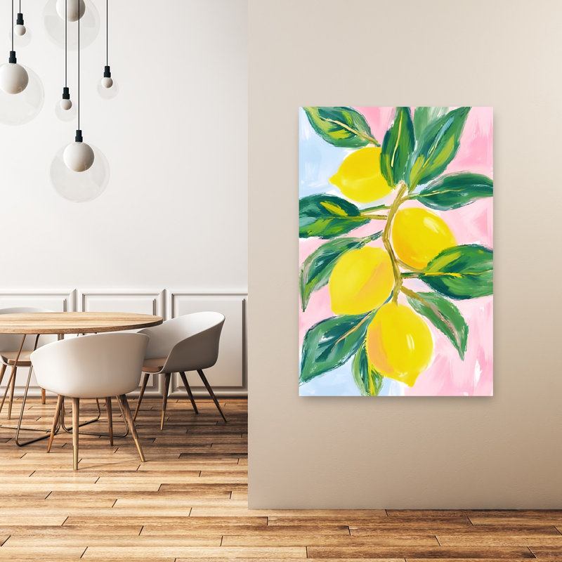 Reproduction d'art murale de citron, H 48 po x l 32 po