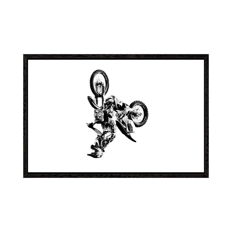 Motocross Flip White - Print on Canvas, 66.04 cm H x 45.72 cm W, Black Framed
