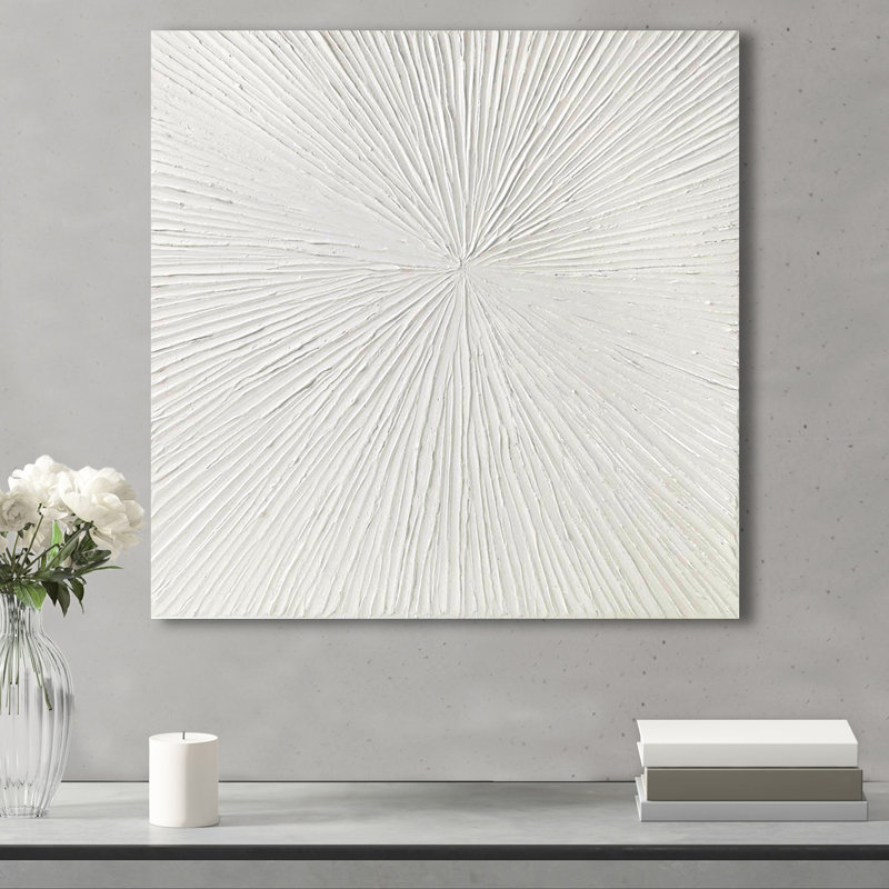 Décoration murale d'intérieur en résine - l 30 po x H 30 po x P 1,22 po blanc brillant texturé