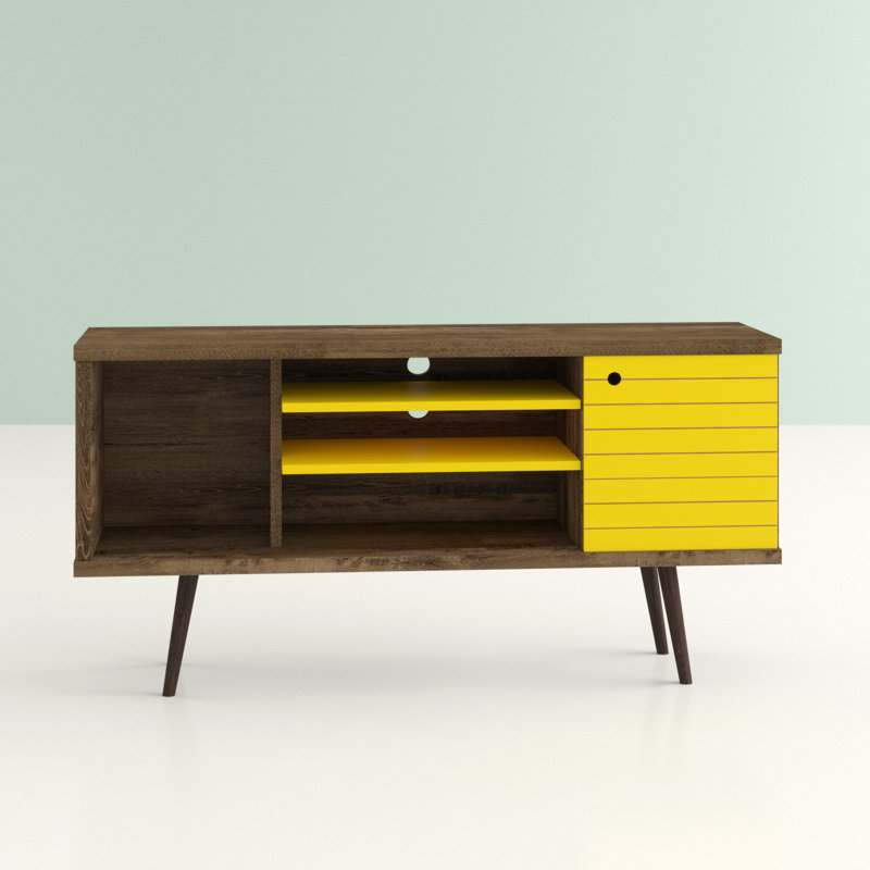 Darryl TV Stand for TVs up to 50", Rustic Brown/Yellow