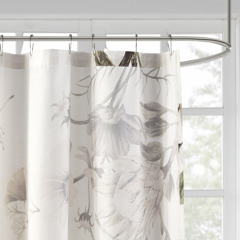 Rideau de douche en coton Floral
