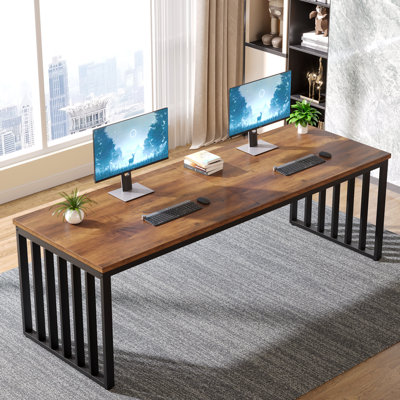 Bureau d'ordinateur industriel en bois manufacturé 2 personnes l 78,74 po Carren