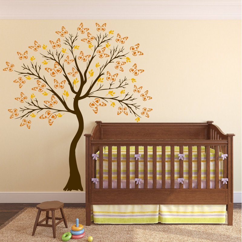 Adhésif décoratif sapin de bébé en fleur de cerise, Brun / brun noix / jaune doré