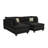 Reversible Polyfiber Sectional Sofa With Ottoman, Black
