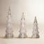 3 arbres de Noël en verre de table éclairés dorés