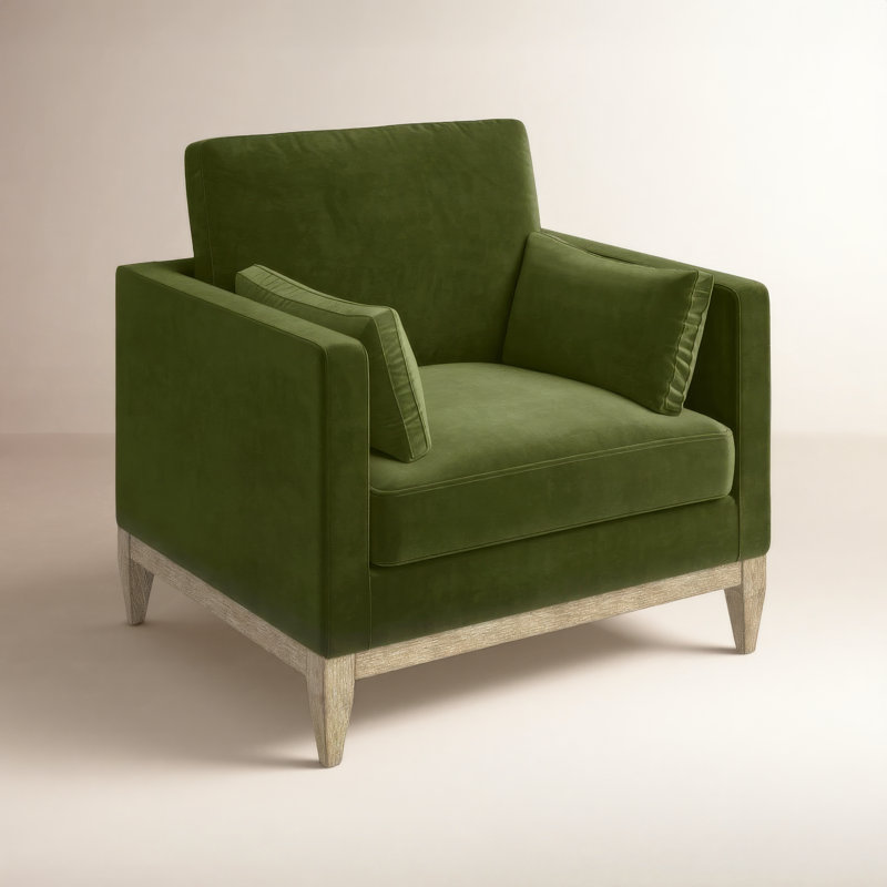 Pera Upholstered Armchair, Olive Green Velvet