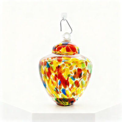 Hand Blown Glass Hummingbird Feeder With Perch, 38Oz Nectar Capacity, Includes Ant Moat And Hanging Accessories For Easy Refilling And Cleaning