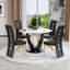 Ensemble de salle à manger rond noir et doré avec plateau en faux marbre et chaises en similicuir-1163088364-1163088362-1163088341