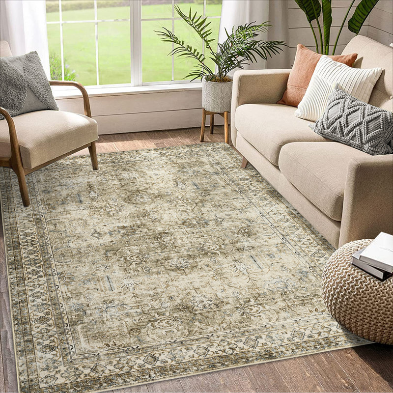 Rhuari Washable Oriental Indoor Rug, Rectangle 4' x 6'