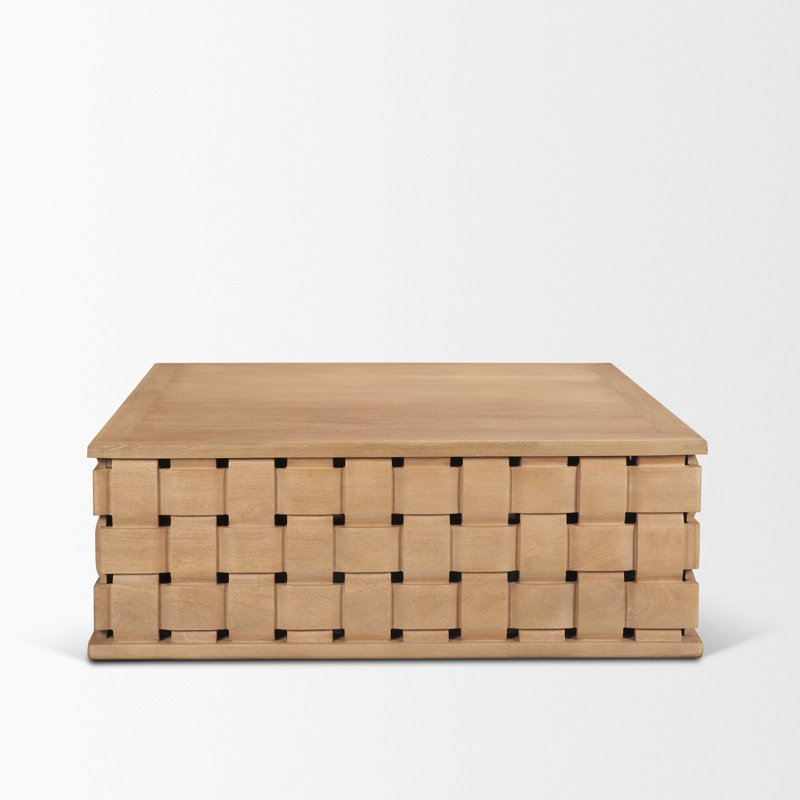 Table basse carrée Joaquin, Bois naturel