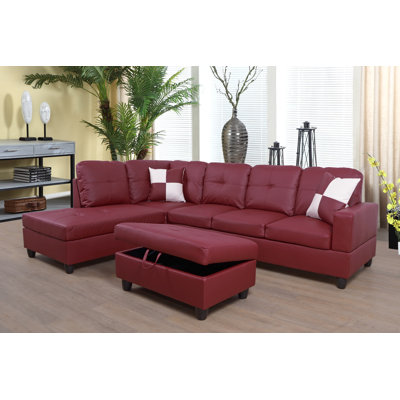 Brevard Faux Leather L-Shaped Sectional