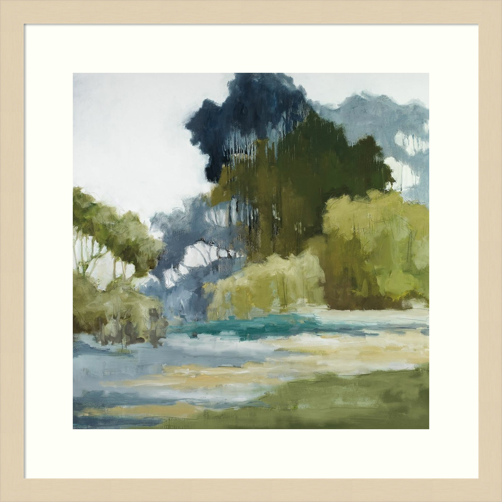 Bean Fileds Tall Trees by Jacqueline Ellens, Natural Framed Paper, 33" H x 33" W
