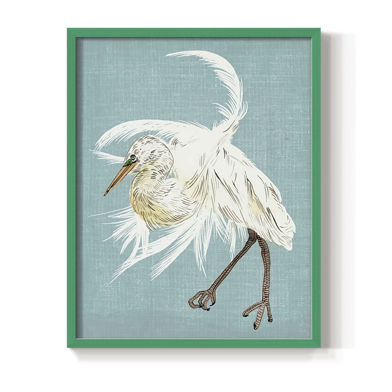 Heron Plumage IV, reproduction encadrée - bois massif, Vert, H 10 po x l 8 po