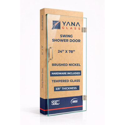 Swing Shower Door 28" x 71-5/8" Clear Tempered Glass 3/8" thick Framless Shower Door With Chrome Finish